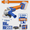 ANGLE GRINDER WADFOW UWLAPM21 CORDLESS LITHIUM-ION BATTERY 20V