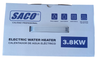 WATER HEATER ELECTRIC SACO 04-FR-33846 3.8KW 120V HOT WATER SHOWER