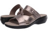 Footwear Clarks Women's Alexis Art Flat Sandal Pewter Metallic Leather