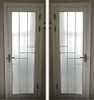 DOOR BATHROOM ALUMINUM SANDY GREY FROSTED DECOR GLASS #PK-8733 210X80CM