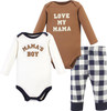 Baby Bodysuit Hudson 3pc Brown  Long  / Short Sleeve