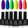 Nails Polish Set Beetles Neon Gel Neon Orange Hot Pink Blue Yellow Green Purple 6 Colors Soak Off LED Gel Nail Kit