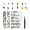 Nails 120 Pcs Multi Shapes Glass Crystal AB Rhinestones For Nail Art Craft, Mix 12 Style FlatBack Crystals 3D Decorations Flat Back Stones Gems Set (120 pcs Crystals+1728 pcs rhinestones)