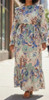 Dress Plus Lined Floral Blue Taupe Navy