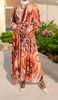 Dress Floral Lined Brown Orange Burgandy
