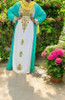 Gown Beaded Turquoise Gold