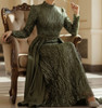 Dress Evening Occasion Satin Olive / Taupe