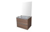 BATHROOM WALL HUNG CABINET WOLLATON BROWN WITH MIRROR 2 DRAWS PVC 23"X18"X19" GNC-DC16WO24H