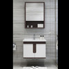 BATHROOM WALL HUNG CABINET WOLLATON WHITE & BROWN WITH MIRROR 2 DOORS PVC 23.6"X18"X19" GNC-DC9WB24H