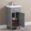 BATHROOM CABINET WOLLATON GREY WITH MIRROR 1 DOOR & 1 DRAW FREESTANDING PVC 18"X18.5"X37" GNC-DCGA229