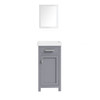 BATHROOM CABINET WOLLATON GREY WITH MIRROR 1 DOOR & 1 DRAW FREESTANDING PVC 18"X18.5"X37" GNC-DCGA229