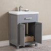 BATHROOM CABINET WOLLATON GREY WITH MIRROR 2 DOORS & 1 DRAW FREESTANDING PVC 23.6"X18.7"X37" GNC-DCGA230