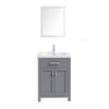 BATHROOM CABINET WOLLATON GREY WITH MIRROR 2 DOORS & 1 DRAW FREESTANDING PVC 23.6"X18.7"X37" GNC-DCGA230
