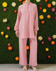Pants Suit 2pc Set  Pink / Beige