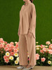 Pants Suit 2pc Set  Pink / Beige