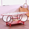 GLASS TABLE T10 RED COFFEE TABLE EGG SHAPE 110X60CM GLASS TABLE T10 RED COFFEE TABLE EGG SHAPE 110X60CM