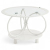 GLASS TABLE CJ-2595-Y45 WHITE COFFEE TABLE ROUND 70X70CM GLASS TABLE CJ-2595-Y45 WHITE COFFEE TABLE ROUND 70X70CM