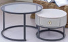 GLASS TABLE CJ-2783-Y45 BLACK AND GREY 2PCS SET COFFEE TABLE ROUND 50CM + 70CM GLASS TABLE CJ-2783-Y45 BLACK AND GREY 2PCS SET COFFEE TABLE ROUND 50CM + 70CM
