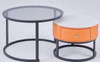 GLASS TABLE CJ-2783-Y45 BLACK AND YELLOW GOLD 2PCS SET COFFEE TABLE ROUND 50CM + 70CM GLASS TABLE CJ-2783-Y45 BLACK AND YELLOW GOLD 2PCS SET COFFEE TABLE ROUND 50CM + 70CM