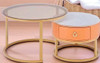 GLASS TABLE CJ-2782-Y45 GOLD AND YELLOW GOLD 2PCS SET COFFEE TABLE ROUND 50CM + 70CM GLASS TABLE CJ-2782-Y45 GOLD AND YELLOW GOLD 2PCS SET COFFEE TABLE ROUND 50CM + 70CM