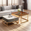 GLASS TABLE CJ-6788-Y45 GOLD AND GREY 2PCS SET COFFEE TABLE SQUARE 60CM + 70CM GLASS TABLE CJ-6788-Y45 GOLD AND GREY 2PCS SET COFFEE TABLE SQUARE 60CM + 70CM