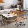 GLASS TABLE CJ-6788-Y45 GOLD AND GREY 2PCS SET COFFEE TABLE SQUARE 60CM + 70CM GLASS TABLE CJ-6788-Y45 GOLD AND GREY 2PCS SET COFFEE TABLE SQUARE 60CM + 70CM