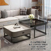 GLASS TABLE CJ-6790-Y45 BLACK AND GREY 2PCS SET COFFEE TABLE SQUARE 60CM + 70CM