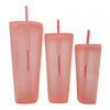 TRAVEL CUP DIAMOND TEXTURED TUMBLER WITH STRAW 3PCS  LS51