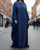 Gown Abaya Navy Embellished Butterfly