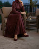 Dress Evening Occasion Burgandy Pleat