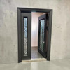 DOOR METAL BLACK W/GLASS PLUS SIDE PANEL CURVE DESIGN 2050X1200