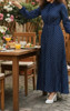 Dress Print Lined Polka Dots Black  / Blue