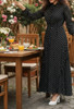 Dress Print Lined Polka Dots Black  / Blue