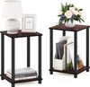 End Table Set 2pcs Small Dark Cherry Furinno 99800R DC-BK-BK