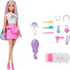 Toy Barbie Doll Sparkle Long Hair w/12 Styling Accessories