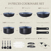 Pot Set Carote Ceramic 19pcs Black