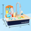 Toy Sink Play Sink with Running Water Kitchen Toy Set with Working Faucet and Play Plates for Girls, Toddlers and Boys