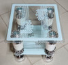 GLASS TABLE SQUARE WHITE & SILVER CJ331