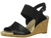 Footwear Clarks Women's Lafley Lily Wedge Sandal Black Leather/Textile Combi