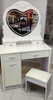 DRESSER WITH LIGHTED MIRROR & SEAT 658 HEART WHITE