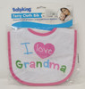 BABY TERRY CLOTH BIB I LOVE GRANDMA BABYKING BK83700 SOLD EACH
