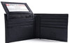 Wallet Men Alpine Swiss Leather Bi fold flip up window Black