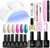 Nails Beetles Gel Polish with UV Light Starter Kit Soak Off Set 6 Pcs Sparkly Glitter Base Gel Top Coat