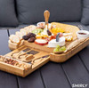 Charcuterie Cheese Board Smirly with  Knife Set 13 x 13 x 2" Wood Platter