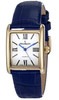 Watch Women's Peugeot 14K Gold Plated Leather Roman Numerals Dial Navy