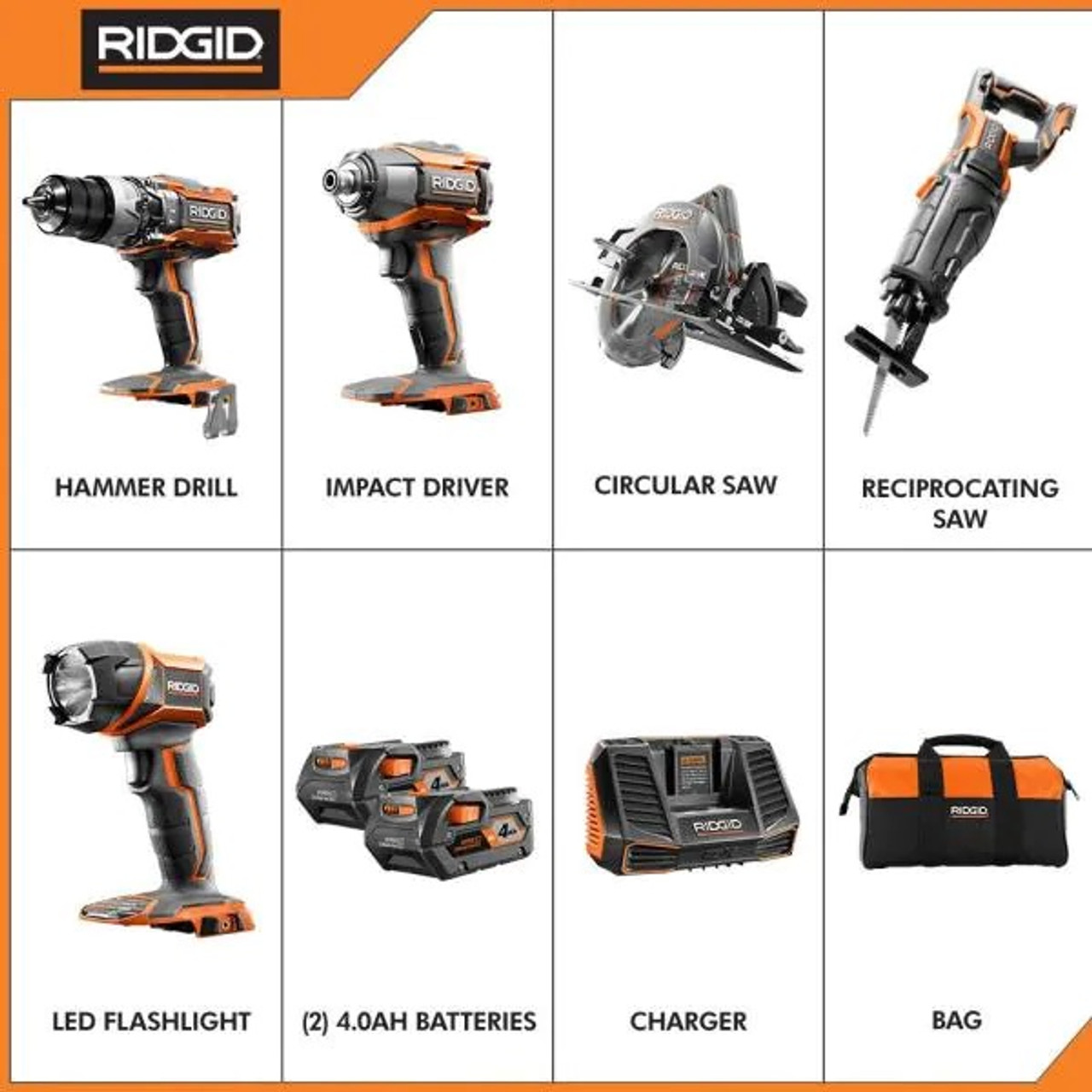 5 TOOL COMBO KIT RIDGID 18V R9652 GEN5X A. Ally Sons