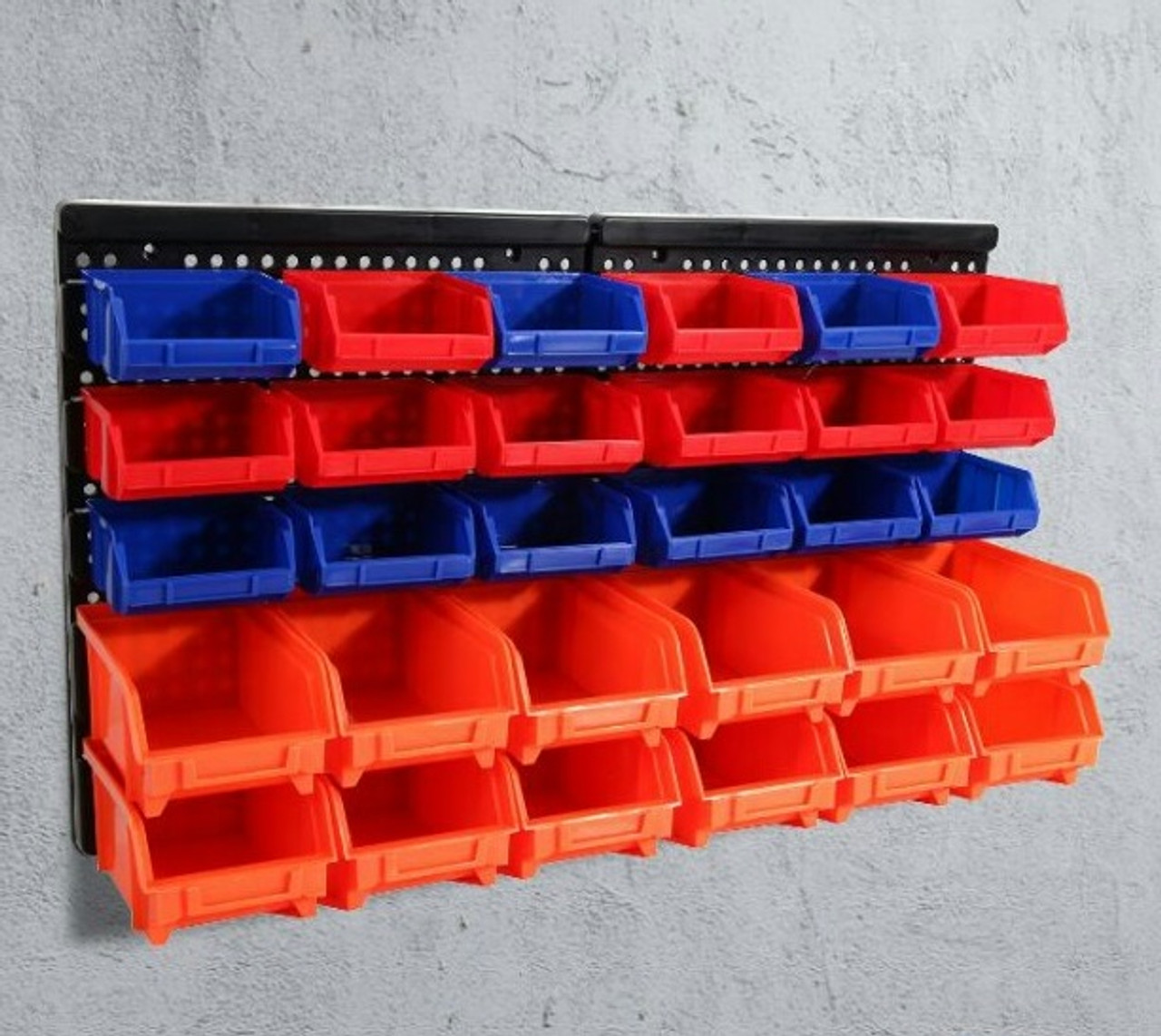 HORUSDY Wall Mounted Storage Bins Parts Rack 30PC Organizer Garage Plastic  Shop Tool for Men's Gift, Blue,Orange,Red