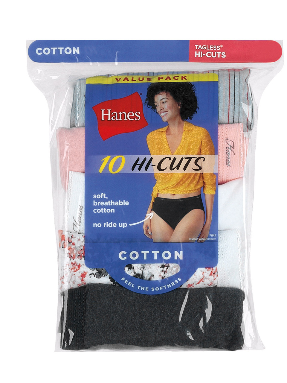 Hanes® Ultimate Breathable Cotton Tagless® Hi-Cut Underwear, 8