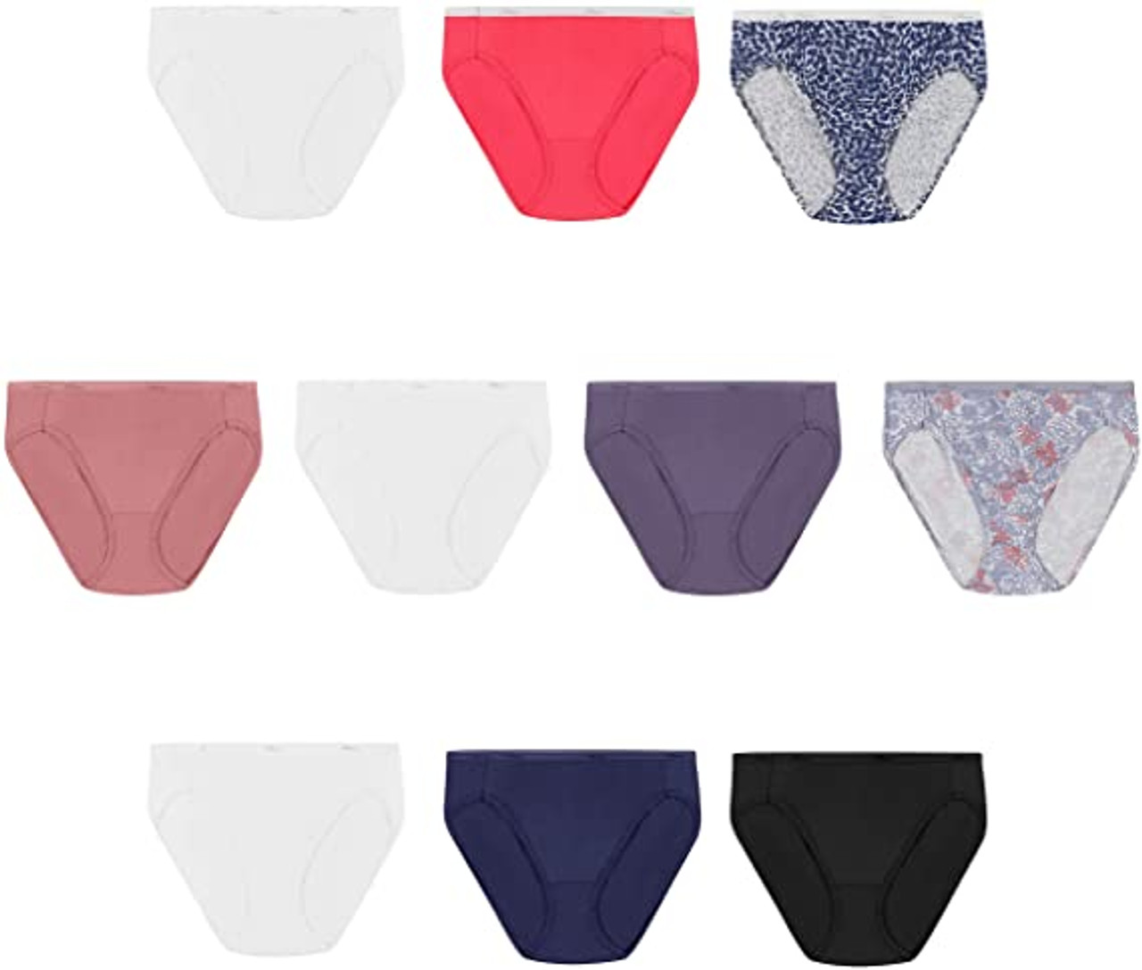 Buy Hanes Women's Cotton Hi Cut Panty, Assorted, Size 10 (Pack of 10) at