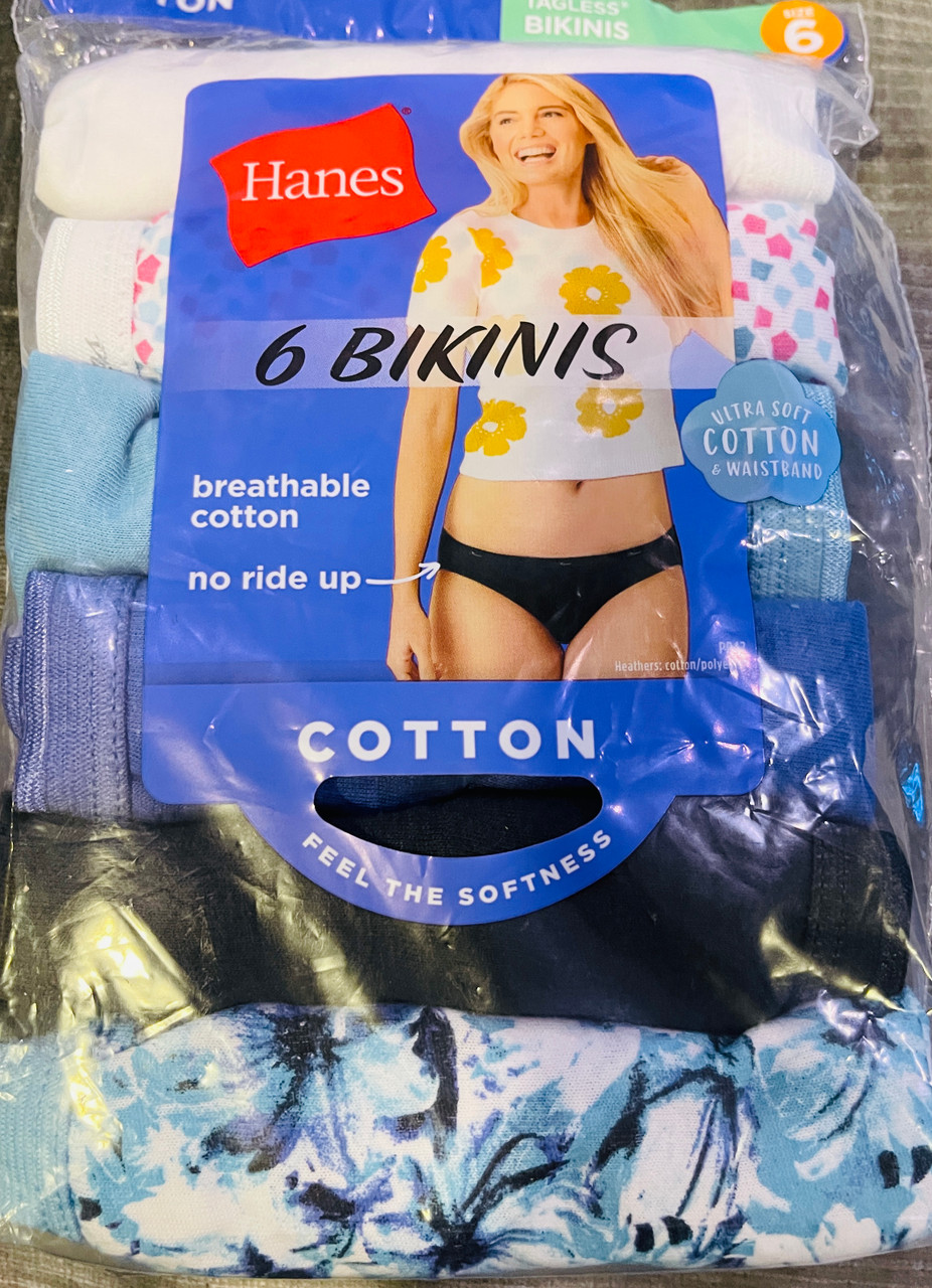 Hanes Ultimate Bikini 6-Pack Breathable Cotton Women Underwear